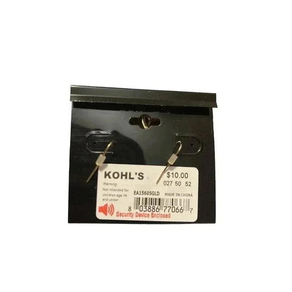 APT 9 EARRINGS GOLD PLATED HOOP WITH DESIGNS - Picture 2 of 2